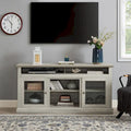 Stone Gray 60 TV Stand with Cable Management, Glass Doors, and Adjustable Shelves for TVs Up to 65