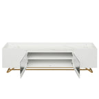 63.07 TV Stand with Glass & Gold Frame for 70 TVs