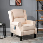 Cream White Heated Massage Recliner Chair with Lumbar Heating & Remote Controller