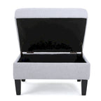 Contemporary Tufted Waffle Stitch Storage Ottoman with Birch Legs