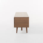 Walnut 59.2 TV Stand with 2 Cabinets & Tempered Glass Shelf for 40 TVs