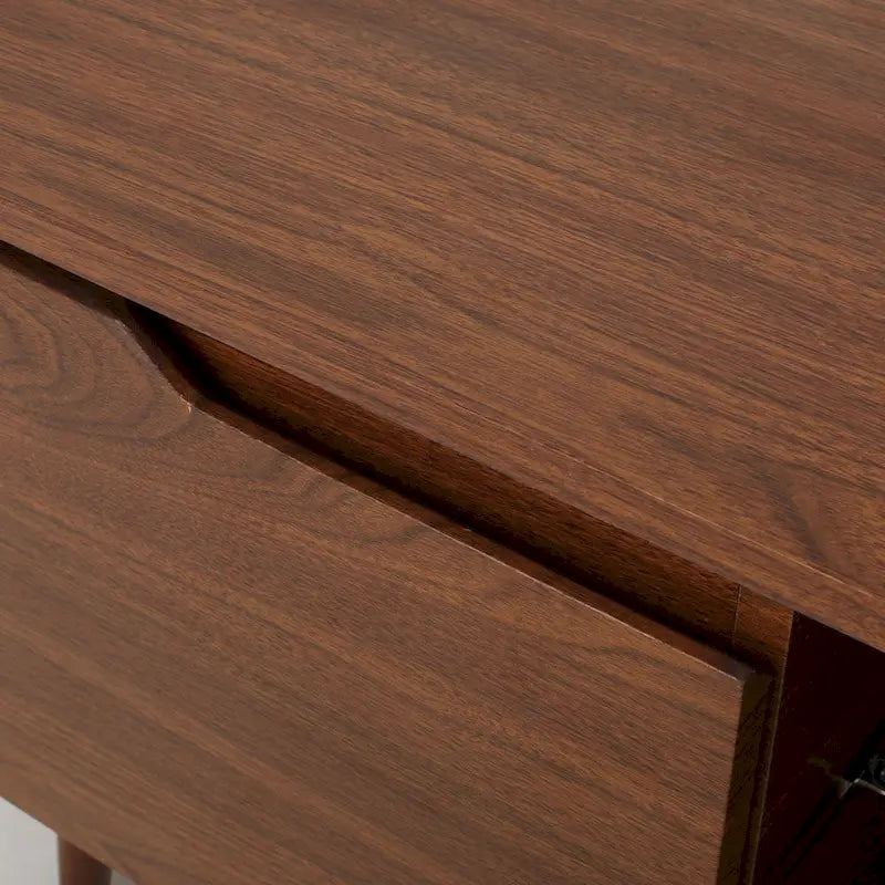 Walnut 59.2 TV Stand with 2 Cabinets & Tempered Glass Shelf for 40 TVs