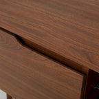 Walnut 59.2 TV Stand with 2 Cabinets & Tempered Glass Shelf for 40 TVs