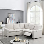 Linen L-Shaped Sectional Sofa with Power Recliners & USB