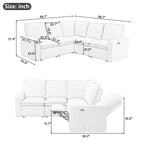 Linen L-Shaped Sectional Sofa with Power Recliners & USB