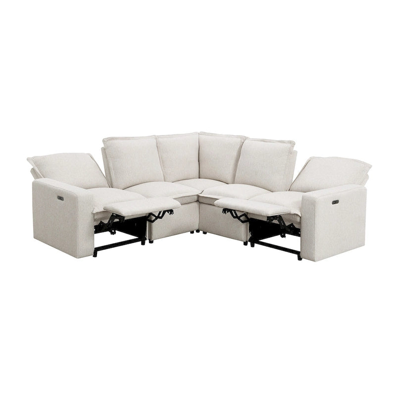 Linen L-Shaped Sectional Sofa with Power Recliners & USB