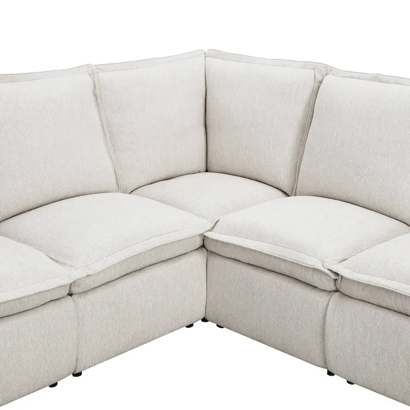 Linen L-Shaped Sectional Sofa with Power Recliners & USB