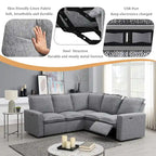 Linen L-Shaped Sectional Sofa with Power Recliners & USB