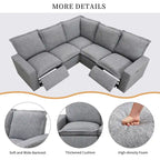 Linen L-Shaped Sectional Sofa with Power Recliners & USB