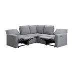 Linen L-Shaped Sectional Sofa with Power Recliners & USB