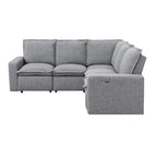 Linen L-Shaped Sectional Sofa with Power Recliners & USB