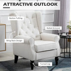 Cream White Modern 29.3 High Back Tufted Accent Chair with Wingback Design