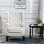 Cream White Modern 29.3 High Back Tufted Accent Chair with Wingback Design