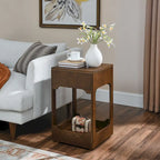 Mid Century Modern Lift Top Side Table, Small Rising End Table Couch Table with Storage Shelf