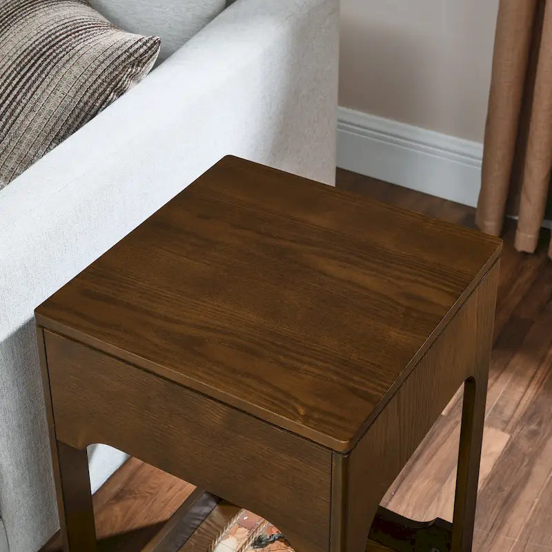 Mid Century Modern Lift Top Side Table, Small Rising End Table Couch Table with Storage Shelf