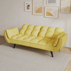 Yellow Sofa with Armrests and Throw Pillow - Comfortable Sofa Bed for Small Spaces, Ideal for Apartments