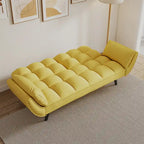Yellow Sofa with Armrests and Throw Pillow - Comfortable Sofa Bed for Small Spaces, Ideal for Apartments
