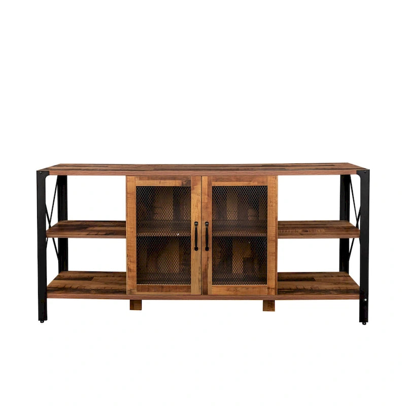 Walnut 70.87 Farmhouse TV Stand with Open Storage for 70 TVs