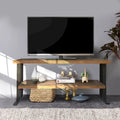 Media Console Table with one shelf to your Home decor, Natural Reclaimed wood and black finish