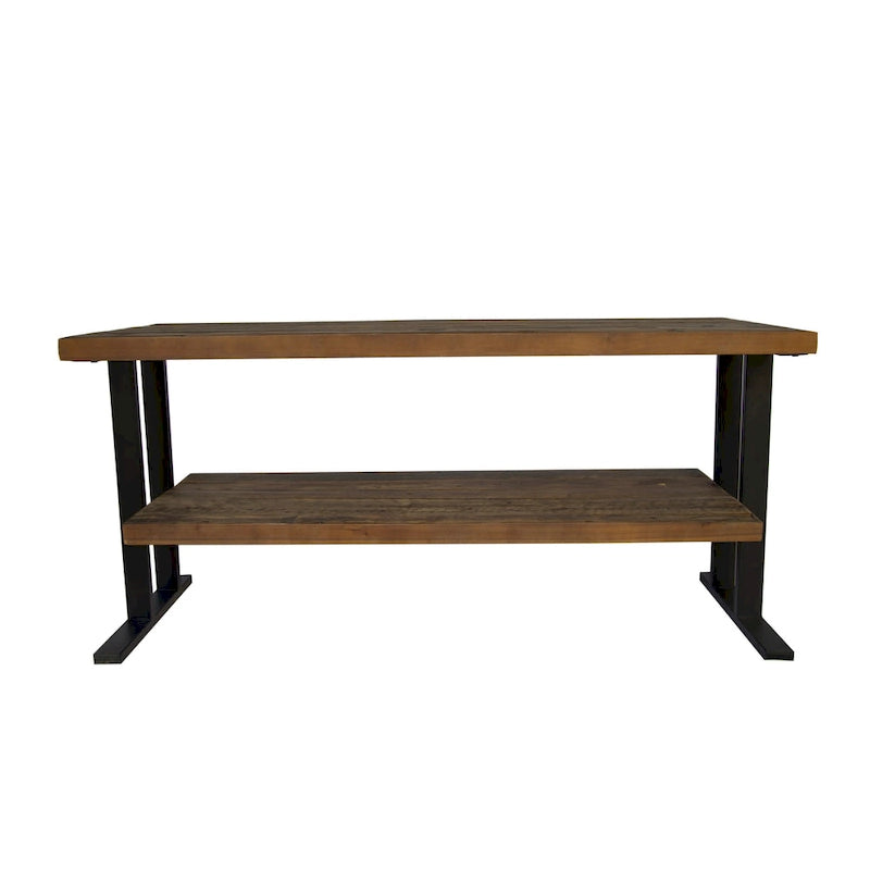 Media Console Table with one shelf to your Home decor, Natural Reclaimed wood and black finish