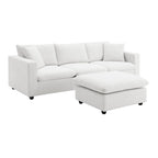 4-Seat Polyester L-Shaped Sectional Sofa with Convertible Ottoman