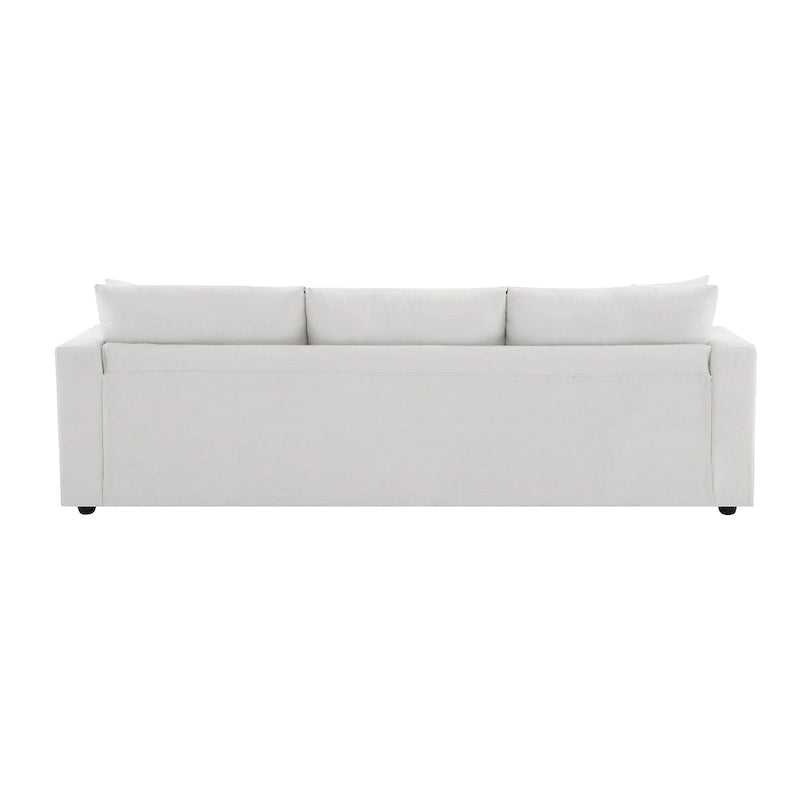 4-Seat Polyester L-Shaped Sectional Sofa with Convertible Ottoman