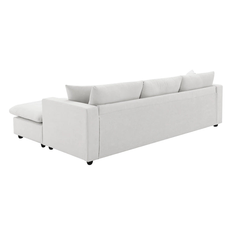 4-Seat Polyester L-Shaped Sectional Sofa with Convertible Ottoman