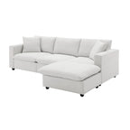4-Seat Polyester L-Shaped Sectional Sofa with Convertible Ottoman