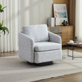 White+Black 31.5 Chenille Swivel Accent Chair with Solid Wood Frame