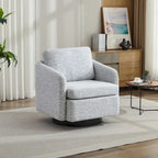 White+Black 31.5 Chenille Swivel Accent Chair with Solid Wood Frame