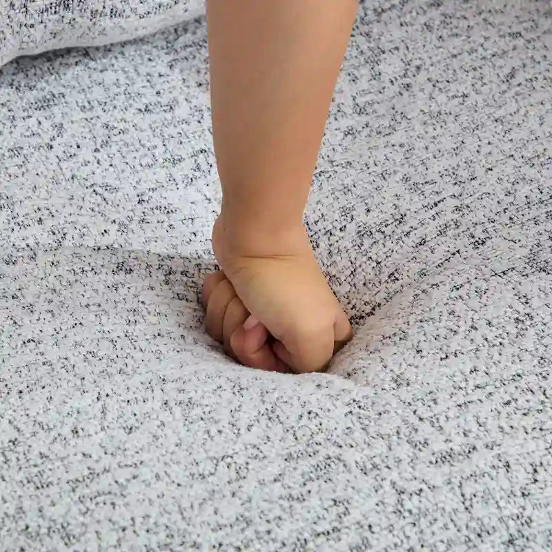 White+Black 31.5 Chenille Swivel Accent Chair with Solid Wood Frame