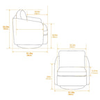 White+Black 31.5 Chenille Swivel Accent Chair with Solid Wood Frame