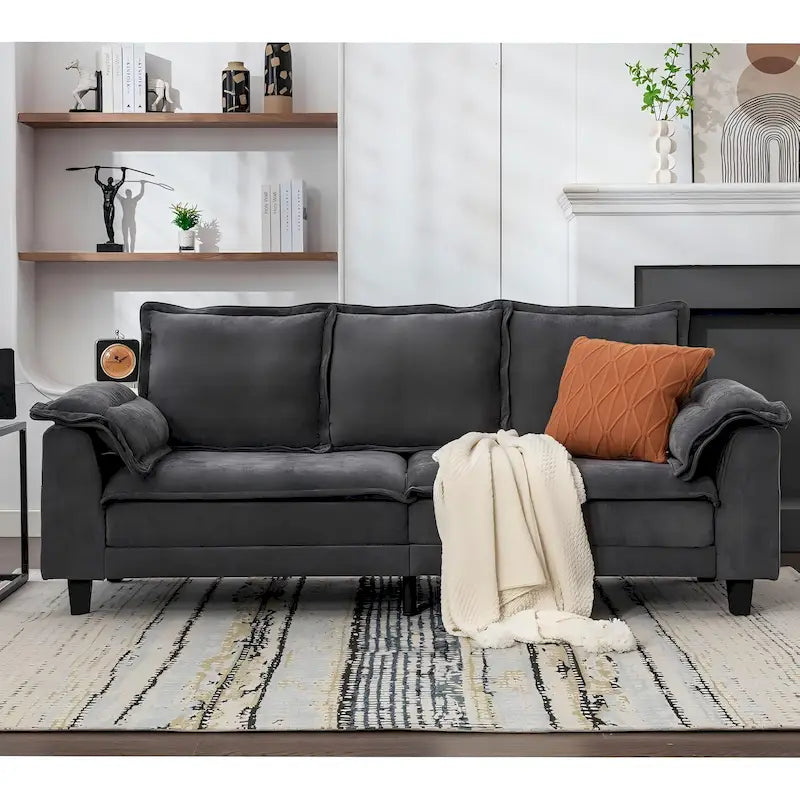 Tufted Upholstered 3 Seater Sofa Modern Chenille Couches