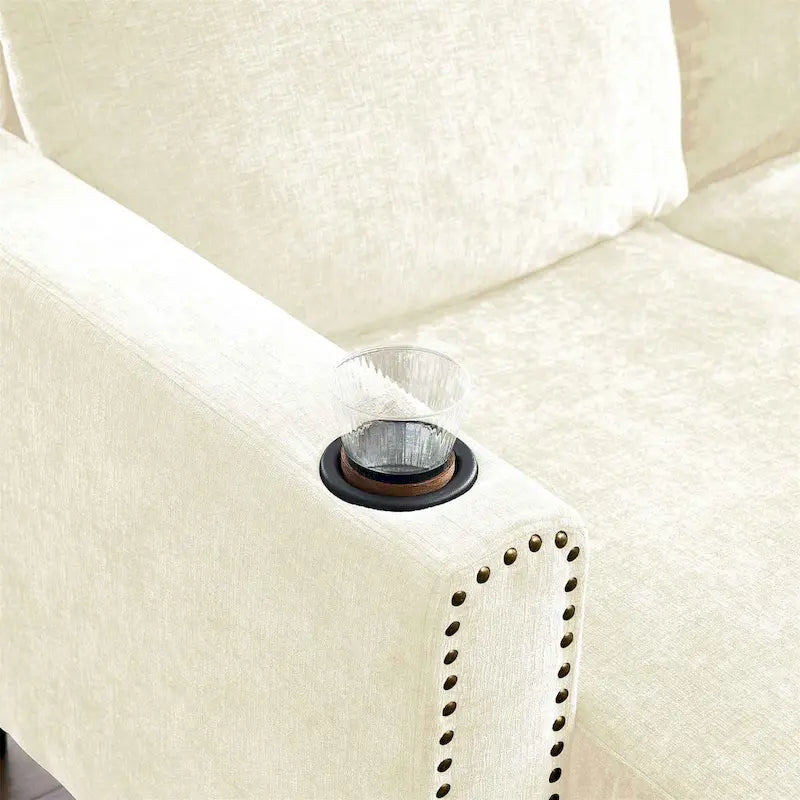 Modern Design Chenille 3 Seat L-Shape Sectional Sofa