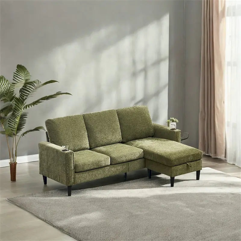 Modern Design Chenille 3 Seat L-Shape Sectional Sofa
