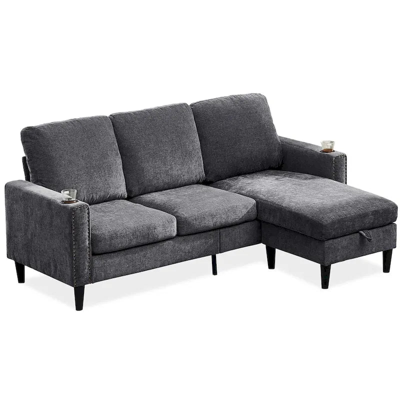 Modern Design Chenille 3 Seat L-Shape Sectional Sofa