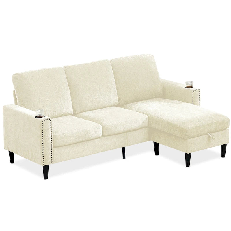Modern Design Chenille 3 Seat L-Shape Sectional Sofa