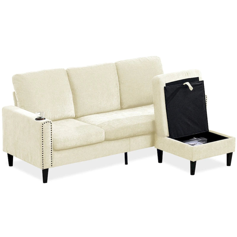Modern Design Chenille 3 Seat L-Shape Sectional Sofa