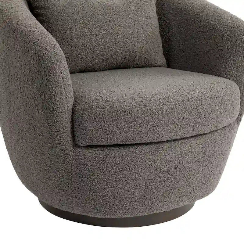 Upholstered Swivel Barrel Armchair with Storage Modern Living Room Side Chair for Bedroom/Office/Reading Spaces