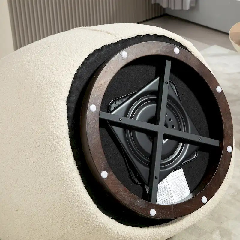 Upholstered Swivel Barrel Armchair with Storage Modern Living Room Side Chair for Bedroom/Office/Reading Spaces