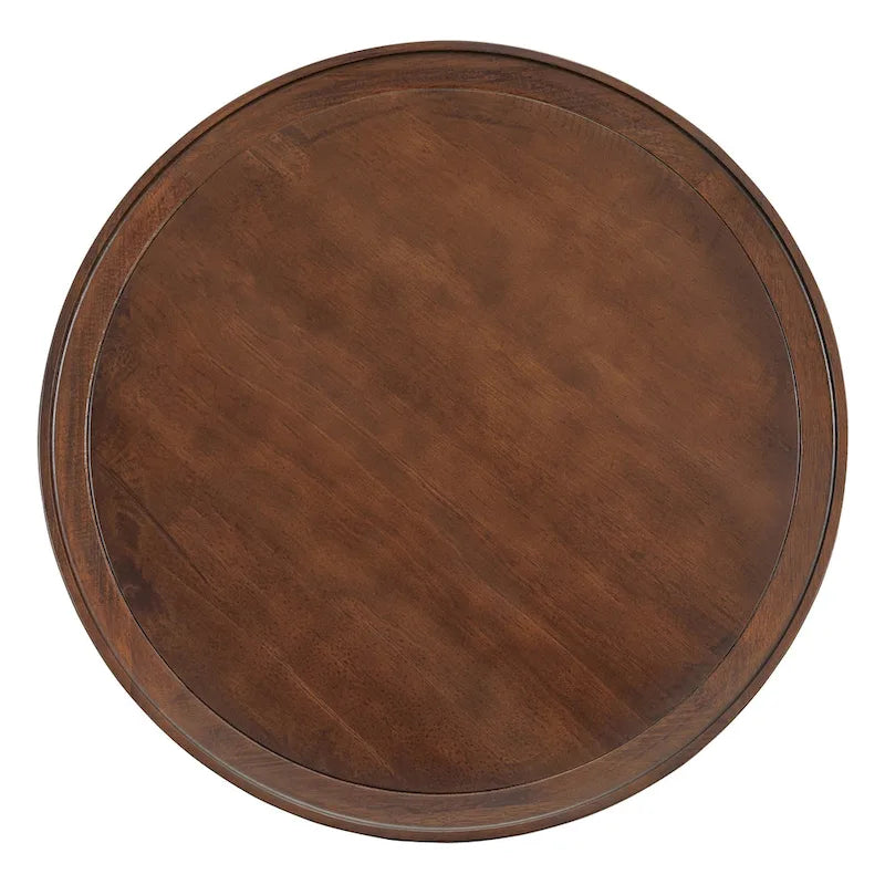 2-Tiered Round Walnut Wood Coffee Table