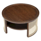 2-Tiered Round Walnut Wood Coffee Table