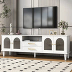 68.9 Retro TV Stand for TVs up to 75 Inches, Entertainment Center Media Console with Fluted Glass Doors for Living Room