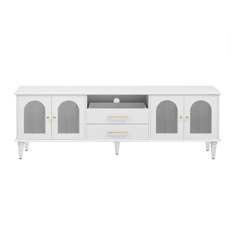 68.9 Retro TV Stand for TVs up to 75 Inches, Entertainment Center Media Console with Fluted Glass Doors for Living Room