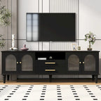 68.9 Retro TV Stand for TVs up to 75 Inches, Entertainment Center Media Console with Fluted Glass Doors for Living Room