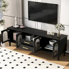 68.9 Retro TV Stand for TVs up to 75 Inches, Entertainment Center Media Console with Fluted Glass Doors for Living Room