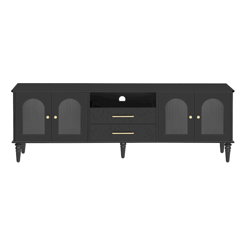 68.9 Retro TV Stand for TVs up to 75 Inches, Entertainment Center Media Console with Fluted Glass Doors for Living Room