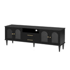 68.9 Retro TV Stand for TVs up to 75 Inches, Entertainment Center Media Console with Fluted Glass Doors for Living Room