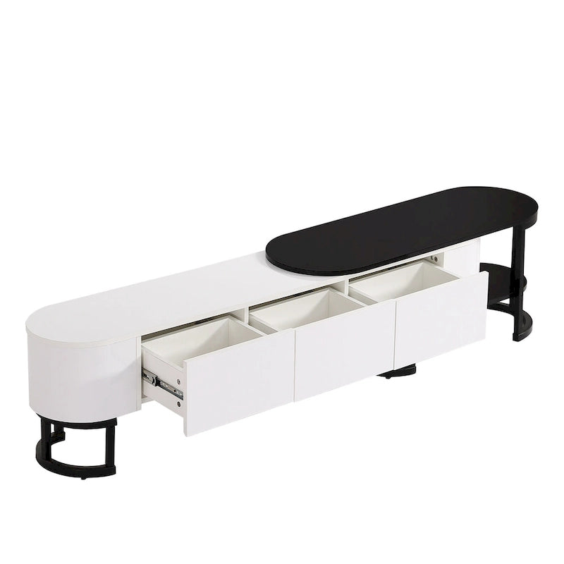 67.7-76.4Extendable TV Stand for TVs up to 75 Inches,Entertainment Center Media Console with 3 Drawers,Metal Adjustable Legs