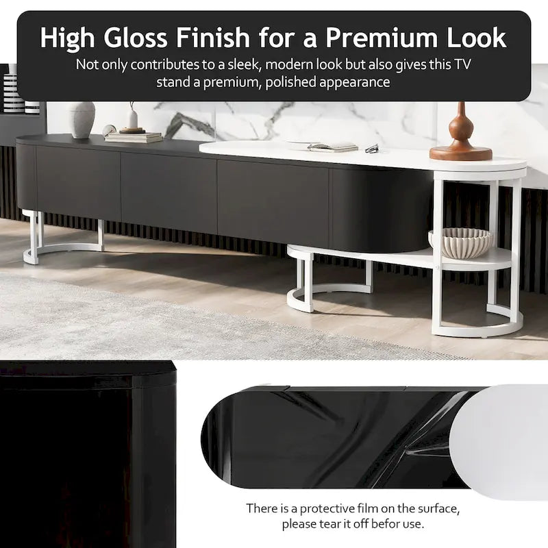 67.7-76.4Extendable TV Stand for TVs up to 75 Inches,Entertainment Center Media Console with 3 Drawers,Metal Adjustable Legs